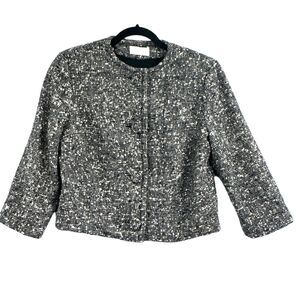 VTG Pendleton Blazer Jacket Wool Tweed Lg Black White Bolero Business Preppy USA